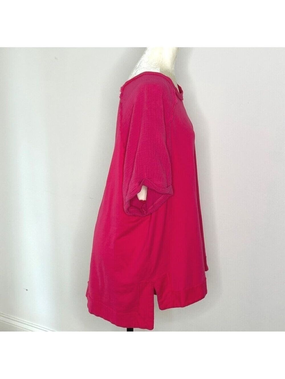 Umgee Oversized 1XL Tunic Top Hot Pink Cotton Flowy Plus Size Top Casual Office - Picture 3 of 16